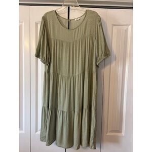 nlt Made in LA Women 3XL Sage Green Geometric Tiered Babydoll Dress ND7253RAY1